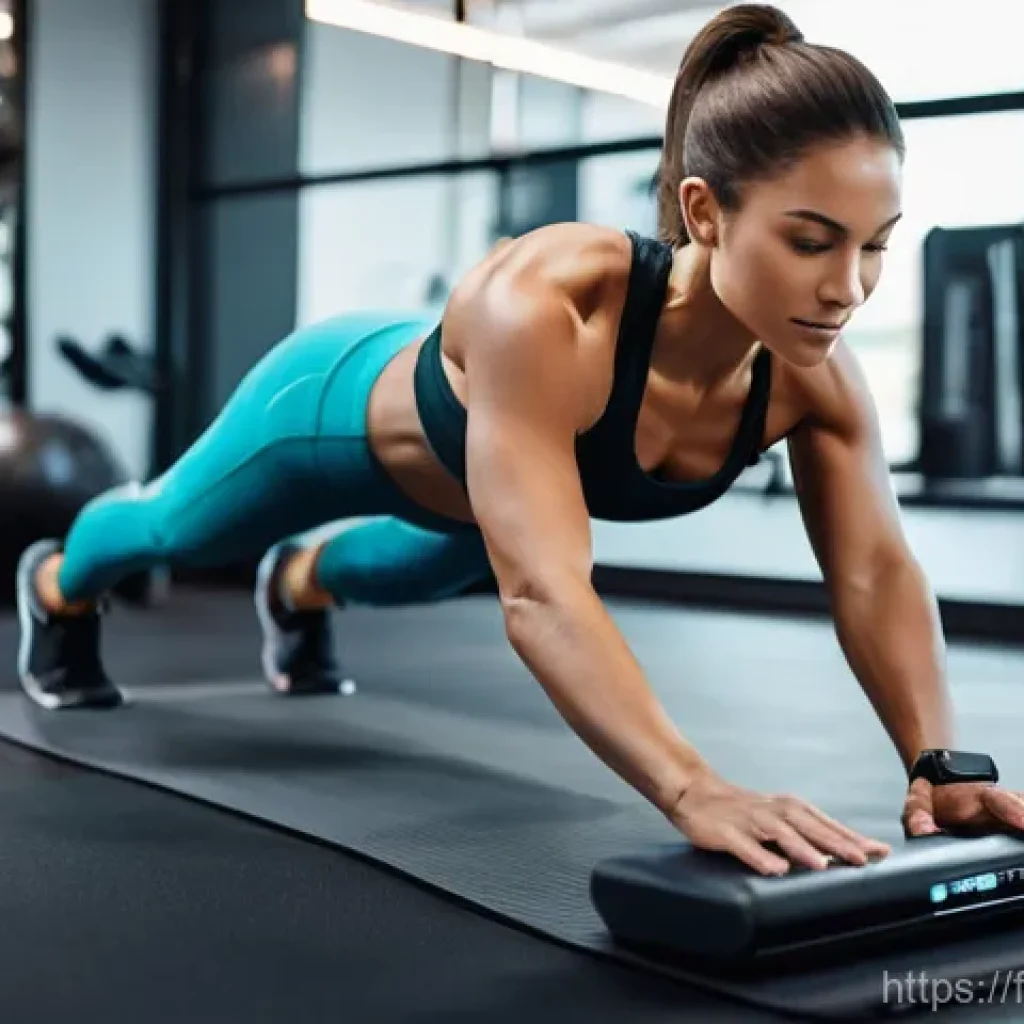 피트니스 경영사와 클라이언트 커뮤니케이션 - **Prompt:** A dynamic, high-resolution photo of a modern fitness studio. In the foreground, a female...