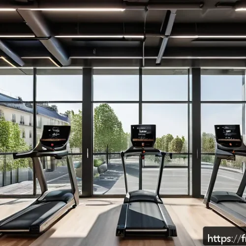 Home 30 피트니스 경영사로서 브랜드 성장 전략 - A modern fitness studio interior in Paris, showcasing eco-friendly design elements such as recycled ...