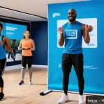 Home 23 피트니스 경영사로서 성공적인 이벤트 기획 - A vibrant indoor fitness event in Paris featuring diverse participants of all ages and fitness level...